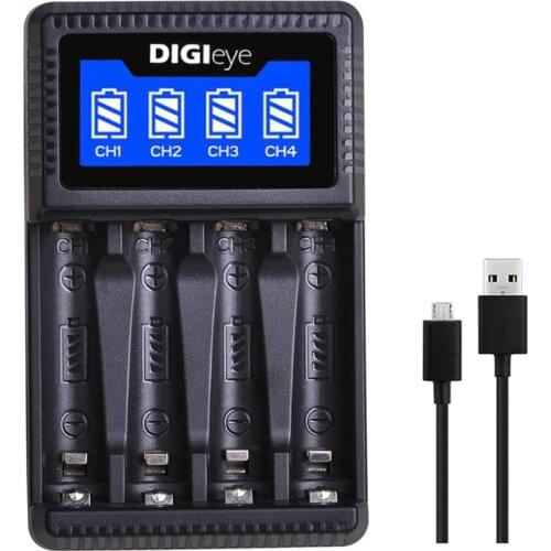 Rapid LCD USB AA & AAA Battery Charger 4-Bay Smart Individual Battery Charger for AA/AAA Ni-MH Ni-CD Rechargeable Batteries