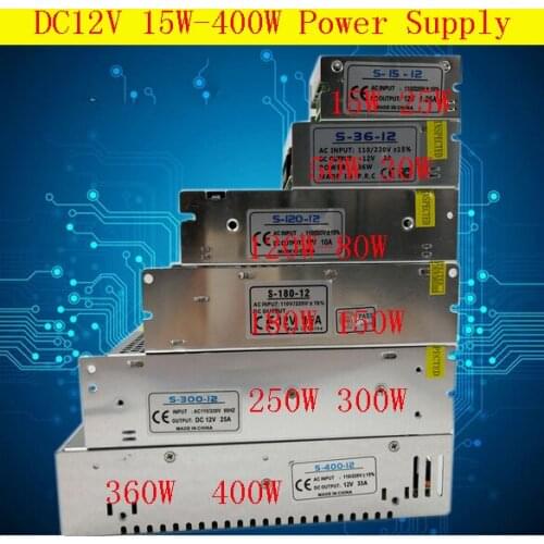 DC12V 33A 400W lighting Transformers Switch Power Supply 12V 1.25A 15W led light driver ac dc switching mode power supply