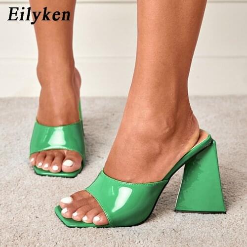 Eilyken New Womens Slides Sandals Open Toe Thick Soled Ladies Slippers Party Mules Shoes Women Sexy High Heels Pumps