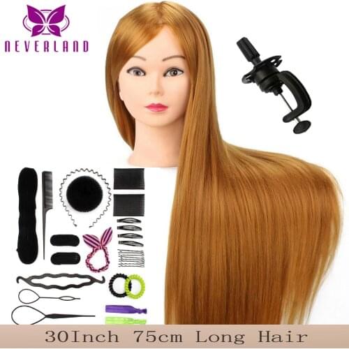 75CM Long Hair Mannequin Head For Hairstyles Hairdressing Training Head Model For Wig + Comb Women Educational Hairdresser