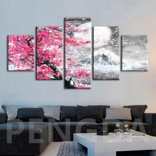 Canvas HD Prints Poster For Living Room Modern Wall Art Landscape Pink Sakura Painting Modular Home Decoration Picture Framework