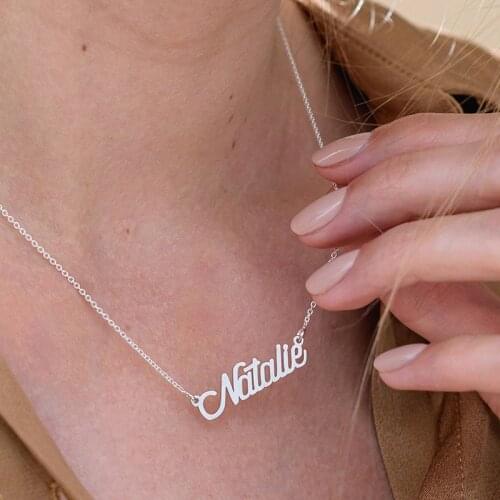 Customized Name Necklace Stainless Steel Custom Letter Personalized Nameplate Pendant Choker Necklaces Jewelry for Women Girls