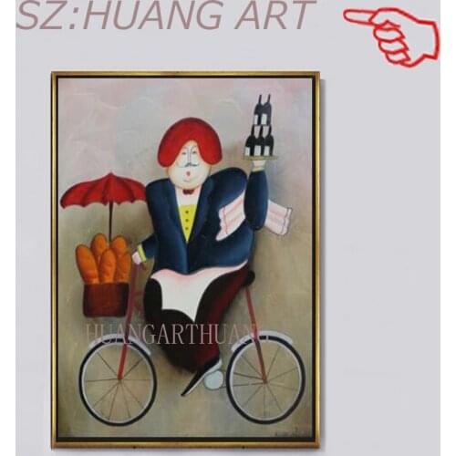 Handpainted Abstract Art Driving Biking Meals Cook Oil Paintings on Canvas Abstract Wall Sticks Unique Gift for Home Decor