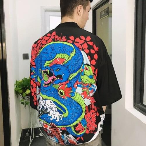 Kimono Man Samurai Clothing Japanese MenS Kimono Yukata Male Dragon Clothes Haori Obi Samurai Costume Cosplay Kimono FF3001