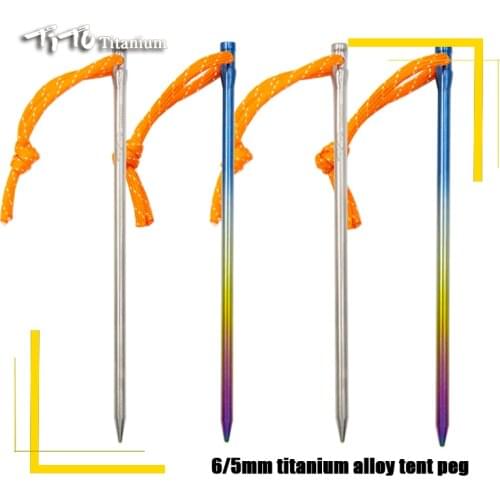 6pcs TiTo Titanium Alloy Tent Peg Titanium spike Outdoor Camping Accessory Tent Stake Diameter 5.0mm/6.0mm Tent Accessory nail