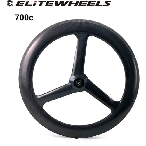 ELITEWHEELS 700c Crabon Tri Spoke Wheelset Tubeless Tubular For Road V Or Disc Brake Track Triathlon Time Trial Carbon Wheels
