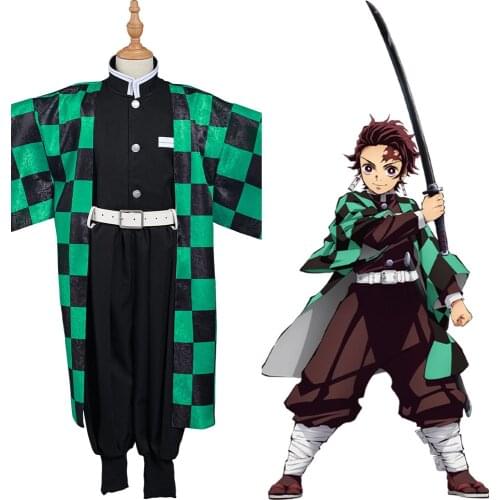Demon Slayer Kimetsu no Yaiba Kamado Tanjirou Cosplay Costume Kimono Outfits Kids Suit
