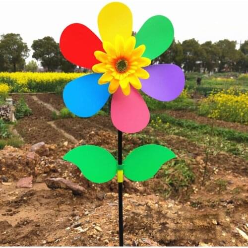 Colorful Sunflower Windmill Wind Spinner Pinwheel Garden Yard Decoration Kids DIY Toy Outdoor Gift