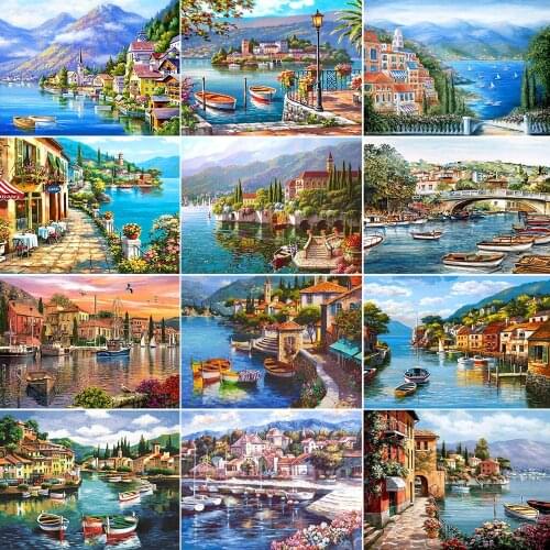 XUEQIXIAOZU Full Round Sea view Diamond drawing Diamond embroidery 5D DIY Diamond setting Home decoration gifts 2020 New