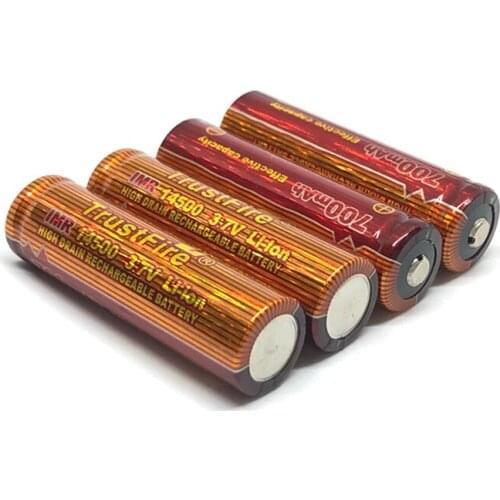 12pcs/lot TrustFire IMR 14500 700mAh 3.7V High Drain Rechargeable Battery Lithium Batteries For Led flashlights Torches