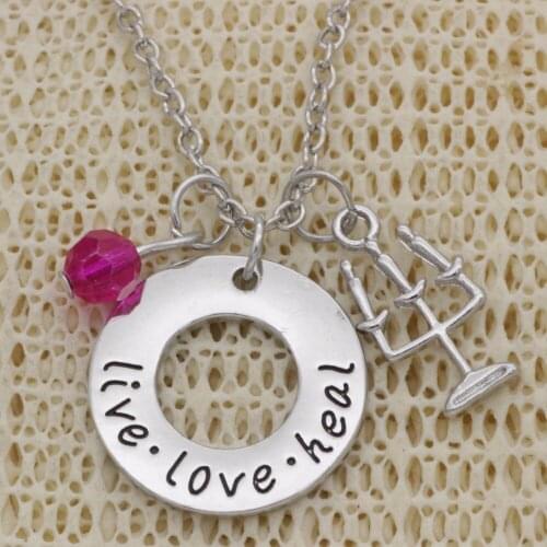 Fashion Inspirational Necklace candlestick live love heal crystal Alloy Necklace Chains Jewerly For Women N2027