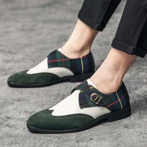 Newest Trend Luxury Designer Men Pointed Monk Strap Dress Oxford Shoes Moccasins Prom Wedding Groom Formal Zapatos Hombre