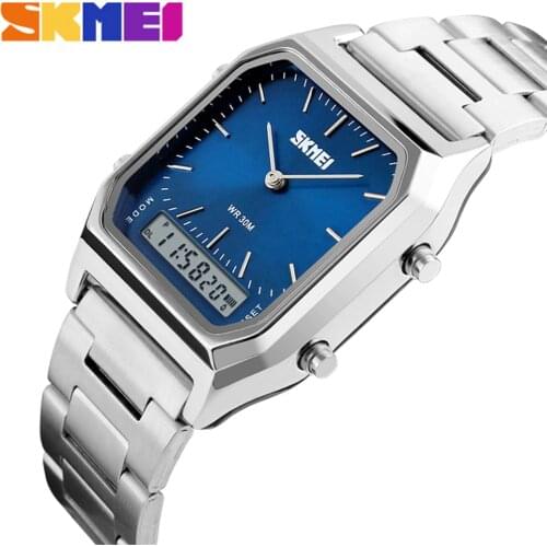Man Clock Quartz Digital Wristwatches Men Fashion Casual Male Watch Stainless Steel Strap 30M Water Resistant Sports Watches