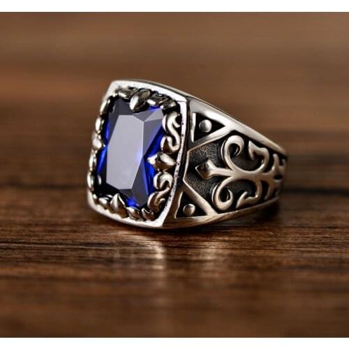 925 sterling silver retro Thai silver overbearing men thick crusader flower vampire opening fashion male silver ring