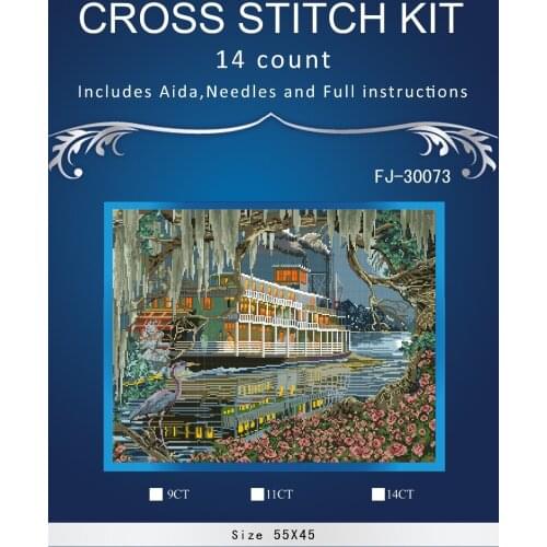 4CT 58x47 Boat Similar DMC threads DIY Handmade Counted Cross Stitch Needlework Set Embroidery Kit Home Decoration