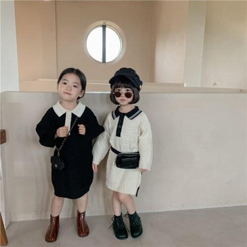 Girl Dress Kids Baby Gown 2021 Knitting Spring Autumn Toddler Princess Outwear School Beach Uniform Dresses Children Clothing