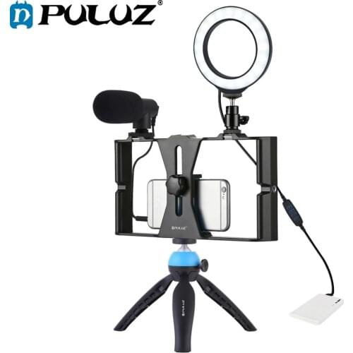 PULUZ Handheld Filmmaking Recording Vlogging Youtube Vlog Video Rig Case Stabilizer Film Steady Handle Grip Rig for Smartphones