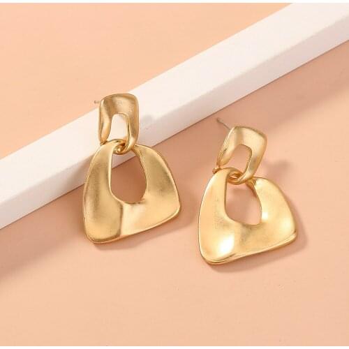 Marioho Metallic Irregular Circle Geometric Stud Earrings Women Matte Gold Color Holiday Accessories Jewelry Minimalist Style