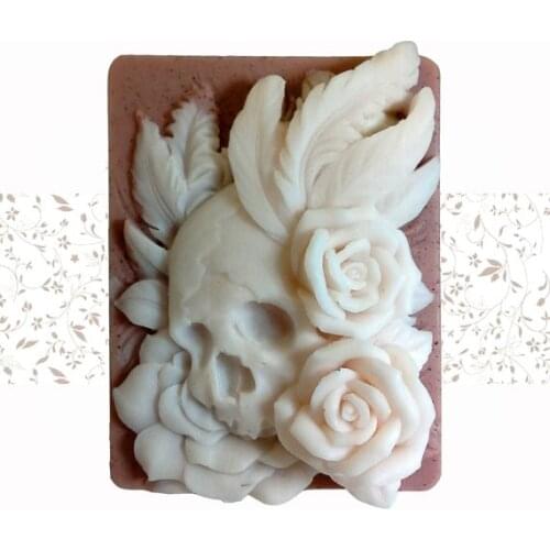 Skulls and Roses Silicone Molds Skull Soap Mold Bone Silicone Soap Molds Silica Gel Aroma Stone Moulds Skulls Die Rose PRZY