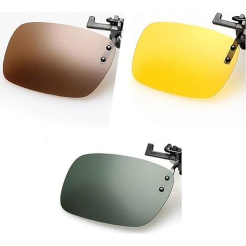 Polarized Clip On Sunglasses Driving Night Vision Lens Sun Glasses Male Anti-UVA UVB For Men Women With Case & Glasses Cloth