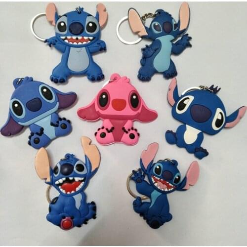 Stitch key chain key ring 7 kinds of posture Stitch key chain advertising promotion creative gifts double-sided soft rubber