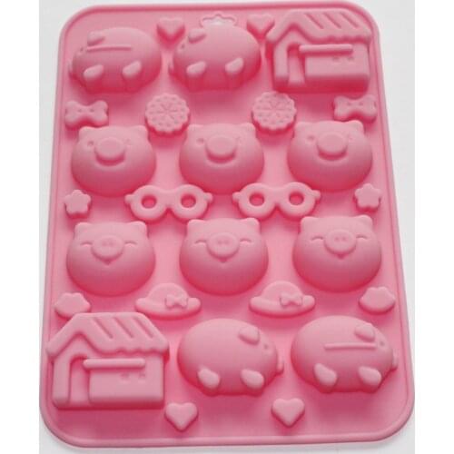 Piggy House Heart Glasses Chocolate Candy Cookie Soap Silicone Mold Fun Maker