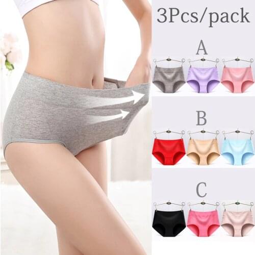 3Pcs/Pack Briefs for Sexy woman panties Solid seamless Middle Waist underpants panties women cotton underwear girl knickers