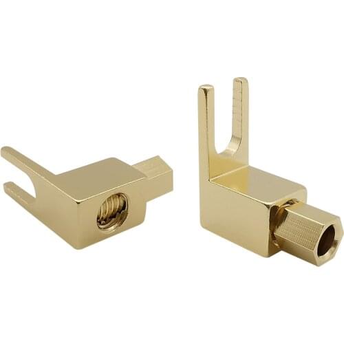 U Type Banana Plugs Connector Brass Gold Plated Right Angle Speaker Audio Plug Screw Fork Spade Banana Male Connector