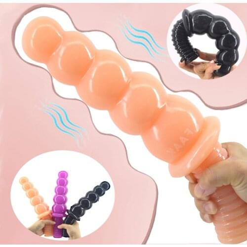 Screw Handle Strapon Big Anal Bead Dildo Huge Penis Long Dick Anal Dildo Anus Vaginal Spherical Stimulation Masturbator Sex Toys