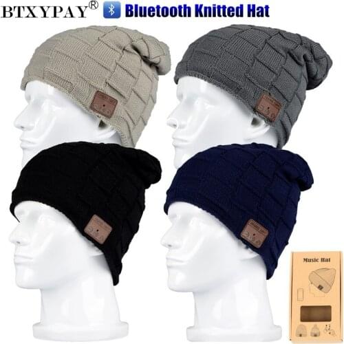 Wireless Bluetooth V4.2 Beanie Knitted Plus Velvet Winter Warm Running Hat Headset Mic Music Headbands Sport Smart Cap+Gift Box