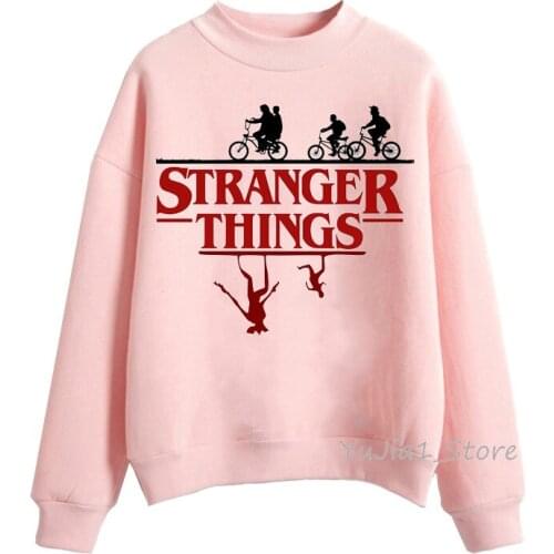 Pink stranger things hoodie streetwear harajuku graphic women’s sweatshirt woman autumn winter hoodies cute oversize pullover
