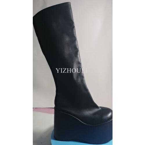 Womens wedges, 12.5cm high heels, club party and zipper openings, color customizable model stage high boots