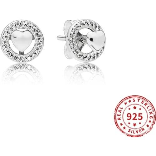 925 Sterling Silver Earring Pave Vintage Heart Stud For Women Birthday Party Fine Jewelry Gift 2021