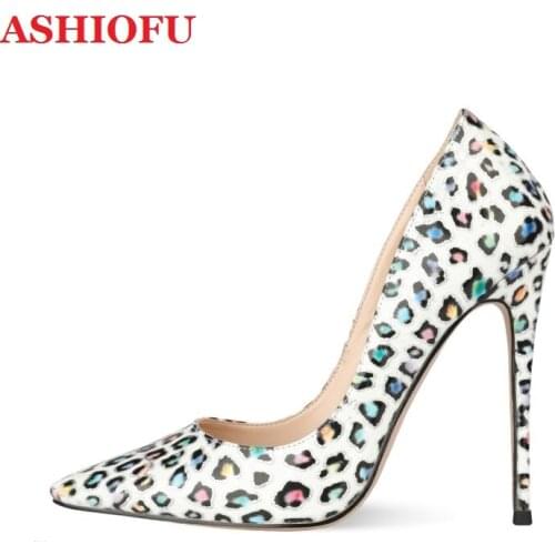ASHIOFU Newest Handmade Womens 12cm Stiletto Pumps Animal Pattern Multi-materials Classic High-heeled Shoes Party Dress Shoes