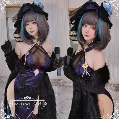 [Customized] Anime Azur Lane Cheshire CaitSith Cheongsam Dress Party Uniform Cosplay Costume Women Halloween Free Shipping 2021