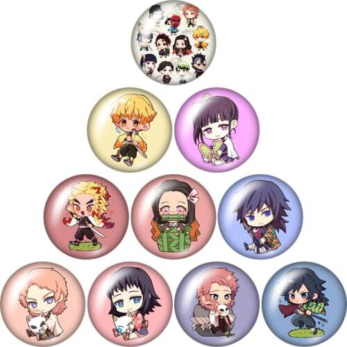 Anime Demon Slayer Kimetsu no Yaiba Kamado Tanjirou 10pcs 12mm/20mm/25mm Round photo glass cabochon flat back Making findings