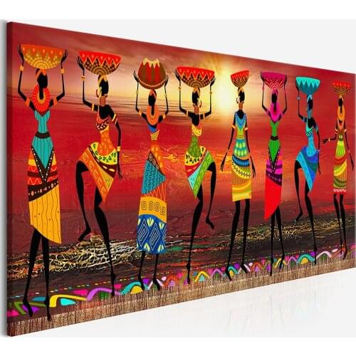 100%Hand Painted Figure Oil Paintings African Women Dancing Oil Painting Picture for Living Room Canvas Painting Home Decor