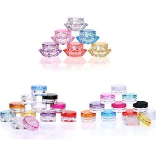 100pcs 3g/5g Cosmetic Sample Empty Container Plastic Clear Cosmetic Pot Makeup Jars Bottles for Eye Shadow Nails Powder Jewelry