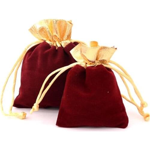 100pcs/lot 9x12 7x9cm Velvet Bag Small Drawstring Gift Bag Pouches Can Custom Logo Bracelet Charms Jewelry Packaging Bags