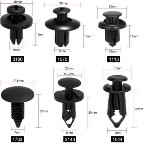 190pcs/Set Universal Plastic Car Fastener Clip Push Type Rivet Retainer Bumper Fender Fixed Clamp Black