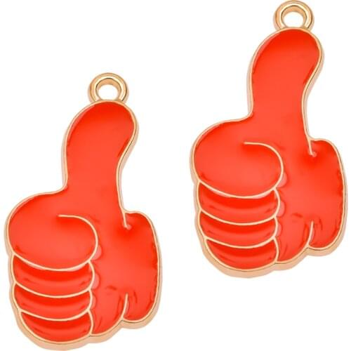 20Pcs Enamel Oil Drop Cute Charms Leaf Good Gesture Pendants DIY Necklace Earrings Jewelry Marking Fashion Accessories
