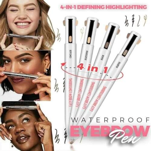 4in1 Defining Highlighting Waterproof Eyebrow Pen Precise Brow Definer Long Lasting Waterproof Blonde Brown Eye Brow Makeup 3 Co
