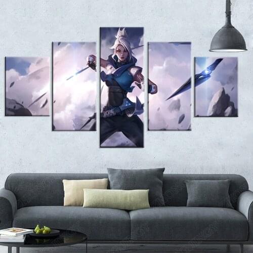 5 Panel Pictures of Game Characters Jett Valorant Canvas Wall Art Painting for Living Room Wall Decor-Unframed