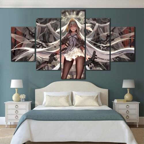 5 Pieces HD Canvas Painting Print Anime Beautiful Girl Picture For Modern Decorative Bedroom Living Room Home Wall Art Decor