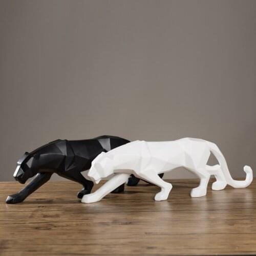 Modern Style Resin Geometric Animal Cheetah Ornaments Resin Sculpture Abstract Figurine Living Room Bedroom Home Decoration
