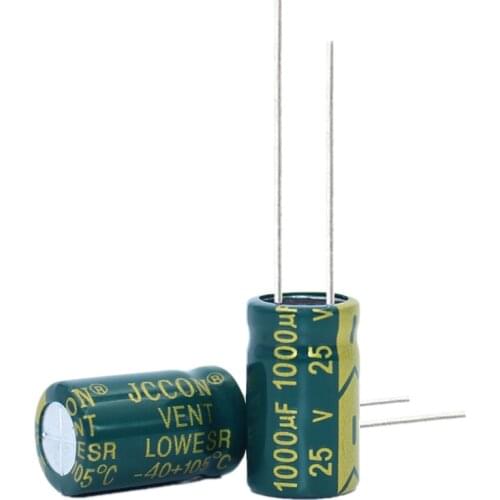 10pcs High frequency low resistance aluminum electrolytic capacitor 25v1000UF 1000uf25v volume: 10x17