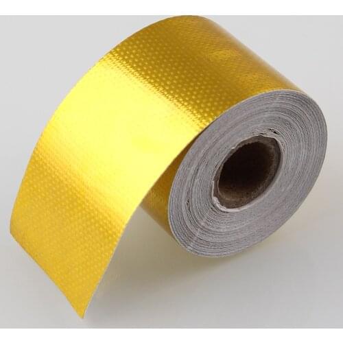 Car High Temperature Reflective Heat Shield Self Adhesive Wrap Gold 2" x 10M