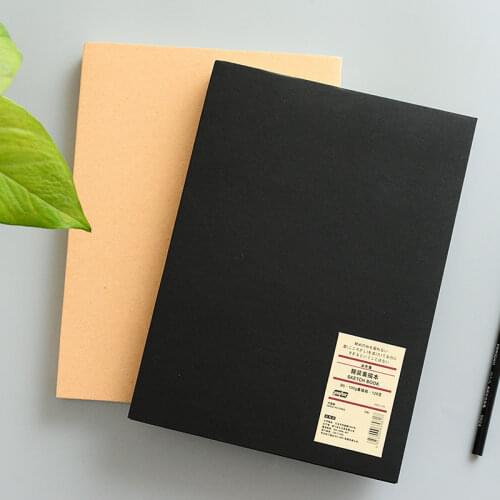 Simple Style 16K Sketchbook Notebook 128 Blank Pages Solid Color Kraft Paper Hardcover Sketchbook Diary Art Painting Supplies