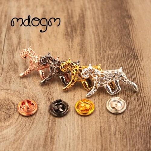 Mdogm Schnauzer Dog Animal Brooches And Pins Suit Metal Small Father Collar Badges Gift For Male Men B103