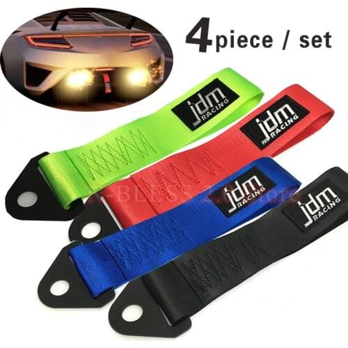 4pcs/Set Car Towing Belt Towing Rope Nylon Tow Eye Strap Tow Loop Strap Racing Drift Rally Emergency Tool Auto Accessories 28cm